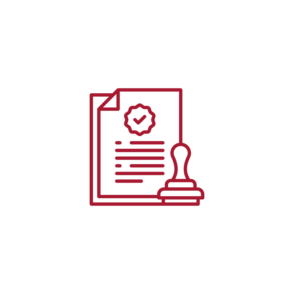 Approval process icon in Case IH red