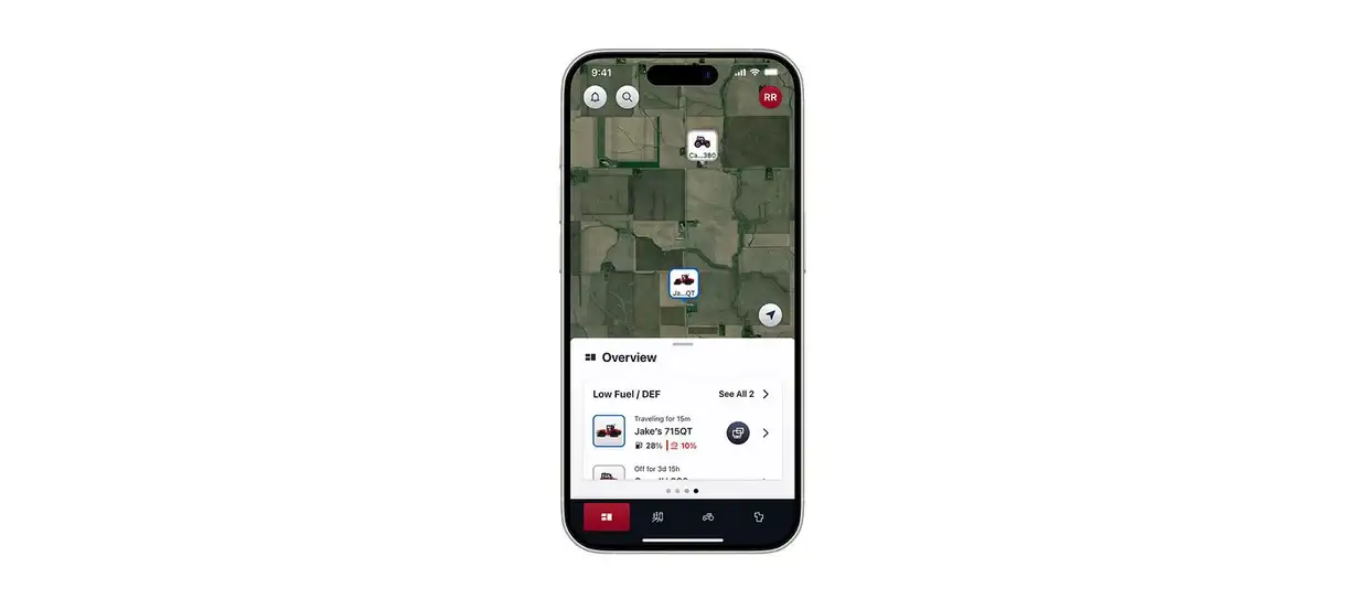 Case IH FieldOps Low Fuel Screen