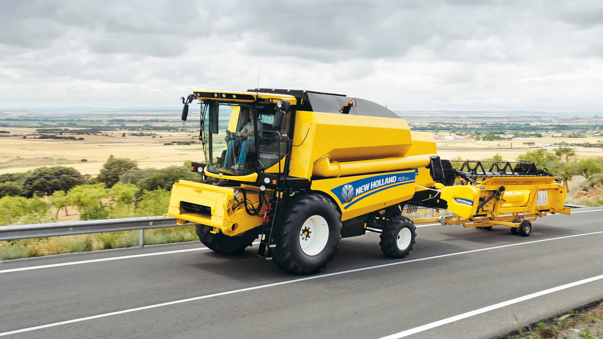 New Holland's TC Combine Harvester on the road
