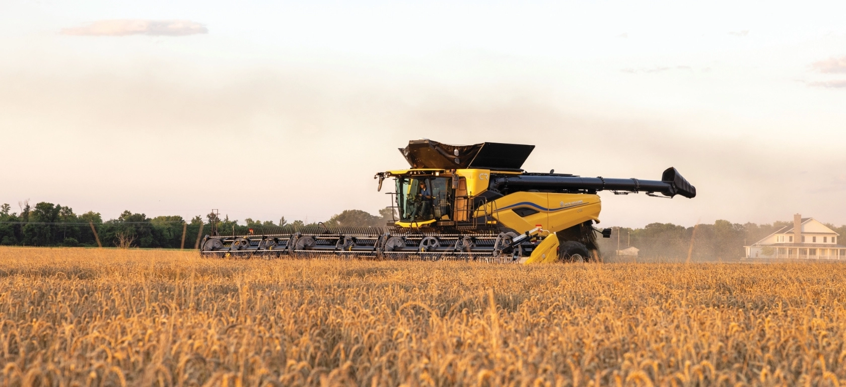 New Holland CR Series combine in the field