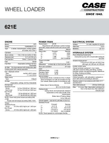 Spec - Wheel Loader 621E