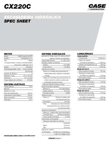 CX220C - Folheto Técnico