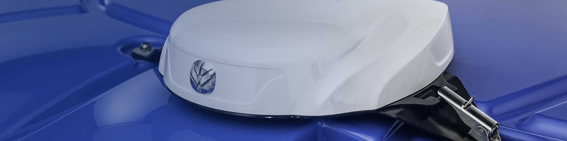 New Holland receiver on roof of tractor, close up shot