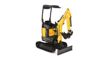 Side profile of mini excavator.
