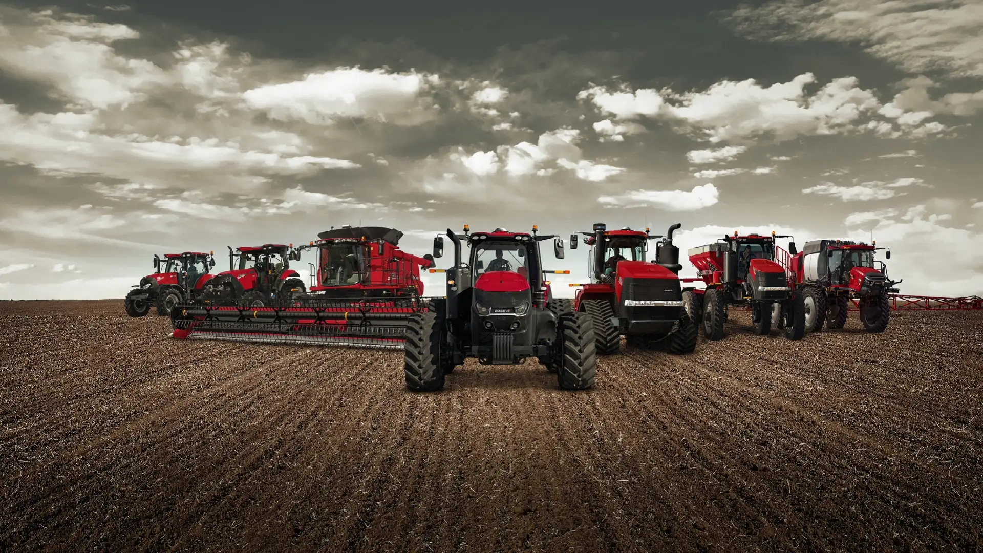 lineup of Case IH equipment