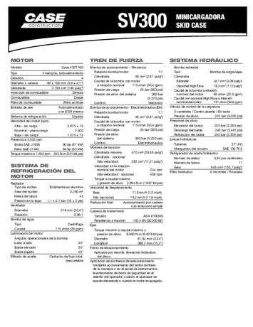 SV300 Especificaciones