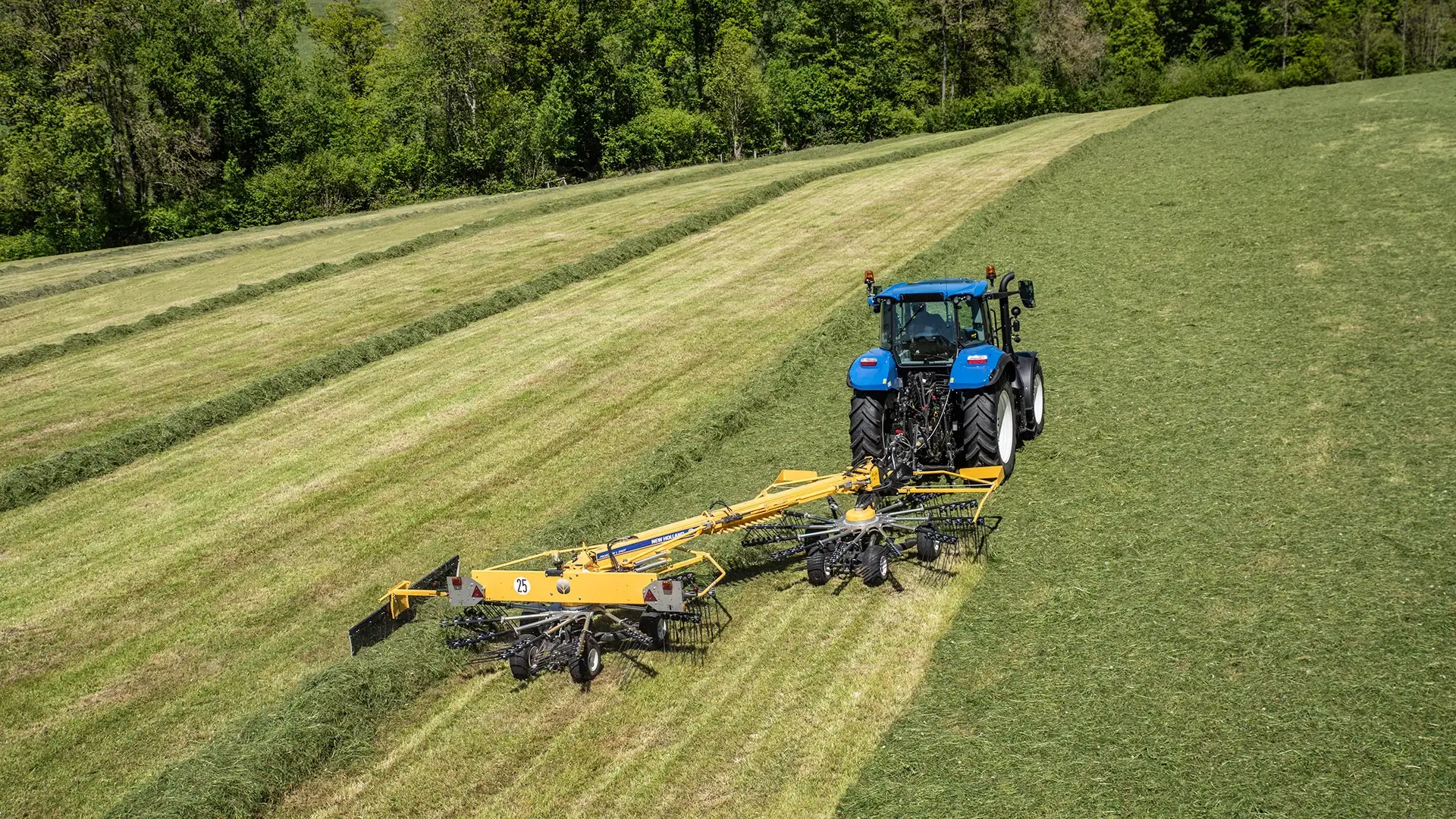 Tractor with Prorotor L Twin Rotor Rake
