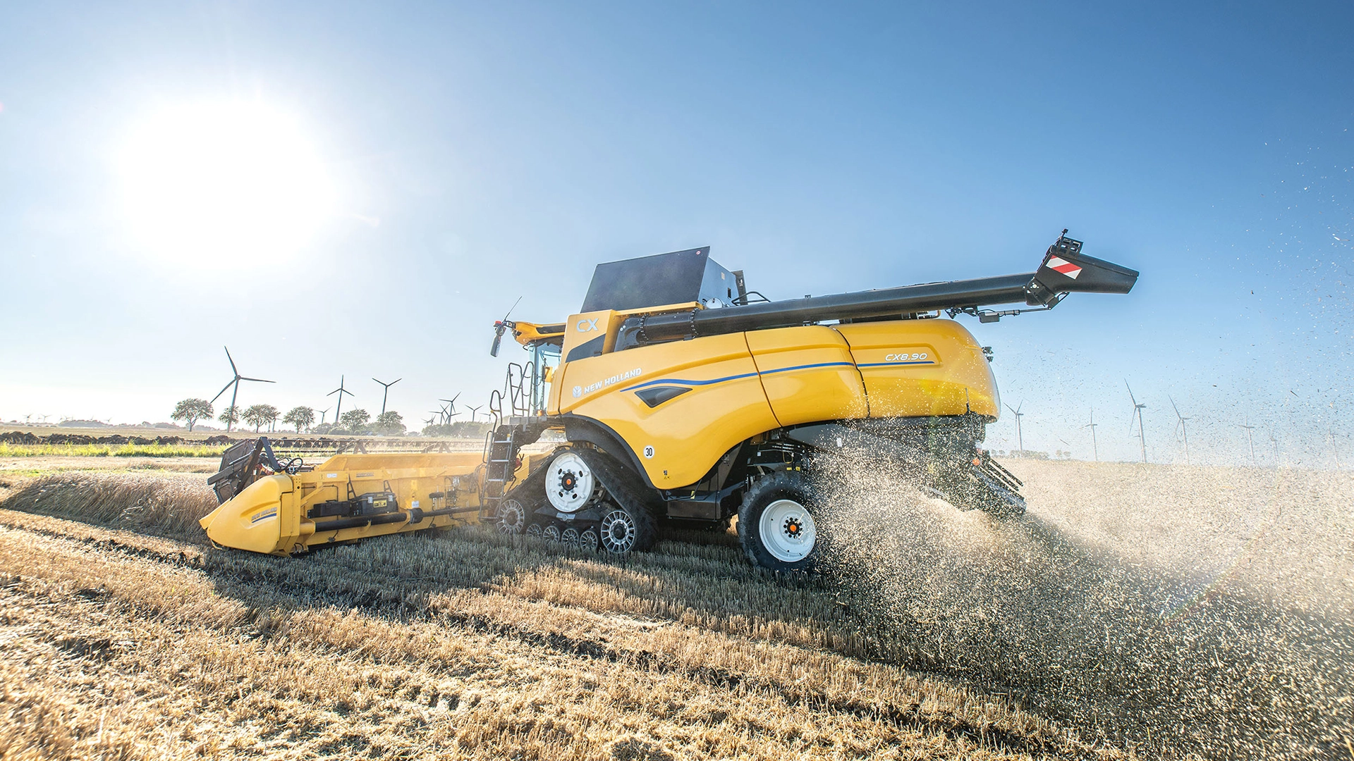 New Holland's CX7 & CX8 combines in action, harvesting crops