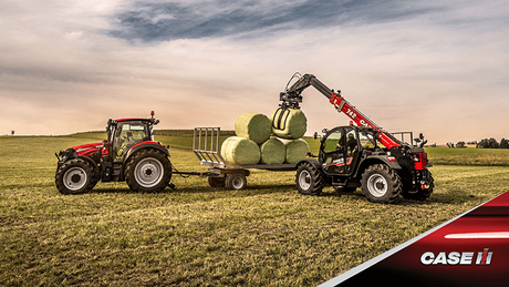 Compact finance offer with Farmlift telehandler and Case IH tractor in field