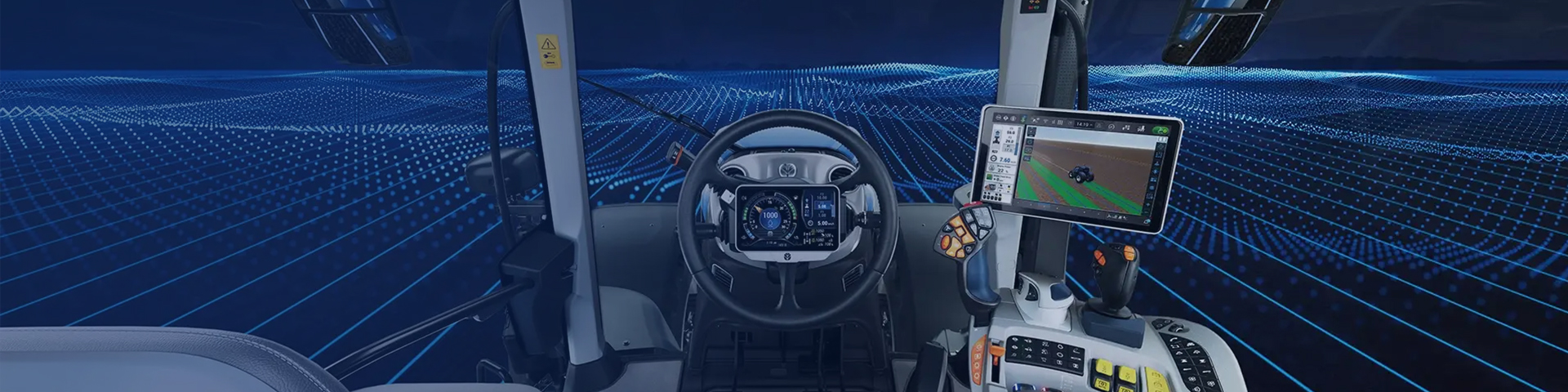 New Holland precision technology hero banner with in cab display