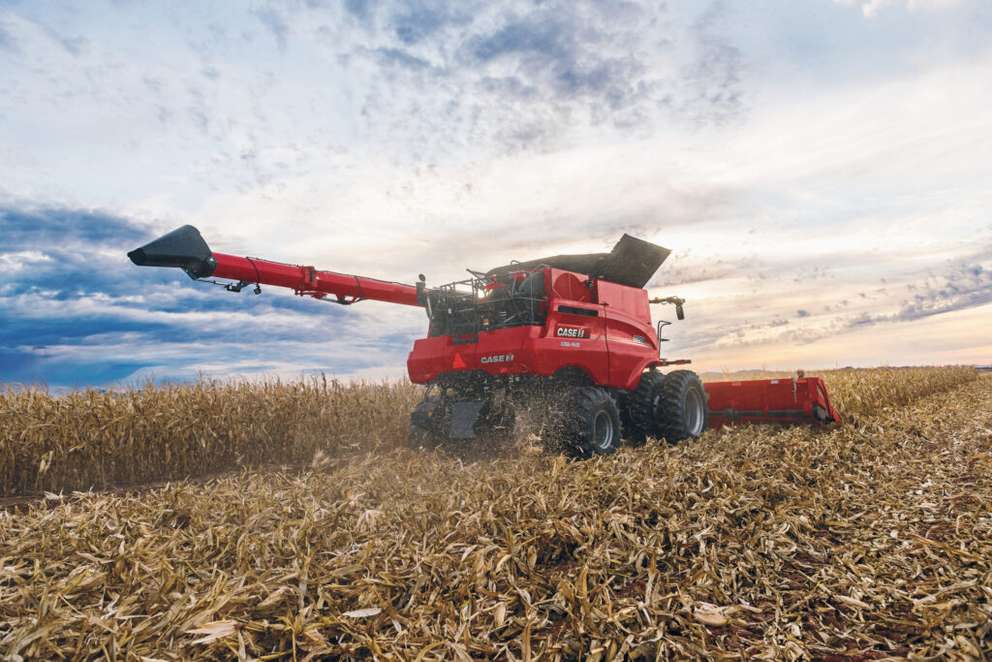 axial-flow combine harvesting cornfield